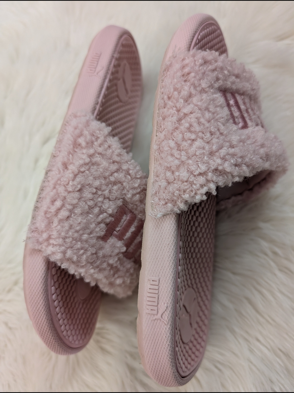 PUMA Cool Cat Sherpa slide sandals in lotus pink colorway Size 5 - Picture 8 of 10